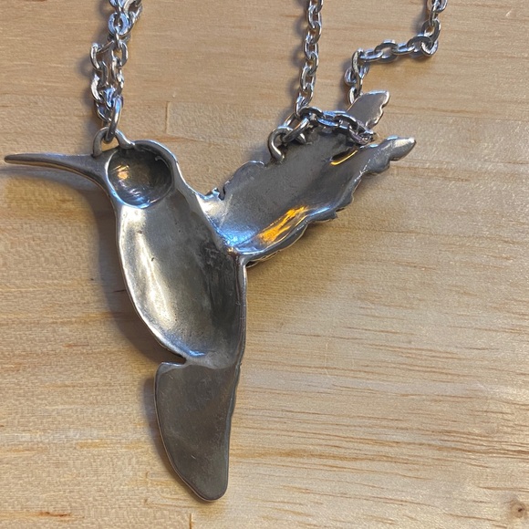 Silver Hummingbird Pendant Necklace - Picture 3 of 5